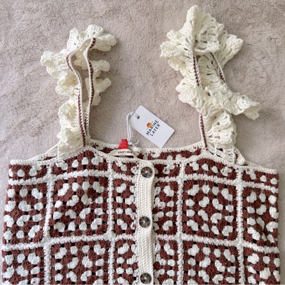 NWT Marine Layer Archive Cora Crochet Tank Top Brown/Cream Size M - Picture 11 of 11